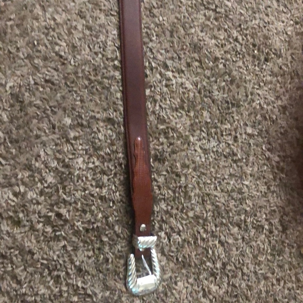 Tony Lama Brown Leather Belt with Silver Buckle